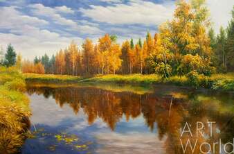 Пейзаж маслом "Осенние отражения" Артворлд.ру