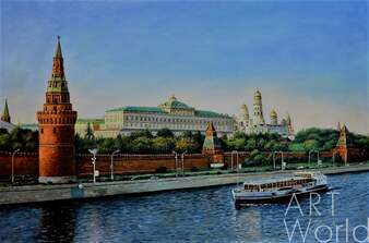 Пейзаж маслом "Речная прогулка. Вид на Кремль с Москва-реки" Артворлд.ру