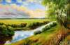 картина масло холст Летний пейзаж маслом "На берегу реки", Ромм Александр, LegacyArt