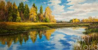Летний пейзаж маслом "Осенние отражения N2" Артворлд.ру