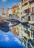 Картина маслом "Венецианский пейзаж. Каналы и лодки N2" Артворлд.ру