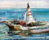 картина масло холст Картина маслом "Пейзаж с лодками", Шарабарин Андрей, LegacyArt