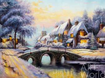 Копия картины Томаса Кинкейда  "Булыжный мост на Рождество (Cobblestone Christmas)", худ. А.Ромм Артворлд.ру