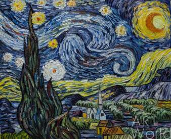Копия картины Ван Гога "Звездная ночь" (копия Анджея Влодарчика) Артворлд.ру
