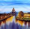 картина масло холст Городской пейзаж "На вечерней Москва-реке", Виверс Кристина, LegacyArt