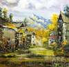 картина масло холст Городской пейзаж "Спрятанный в Альпах" N5, Виверс Кристина, LegacyArt
