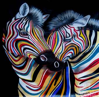 Картина маслом "Разноцветные зебры N3" Артворлд.ру