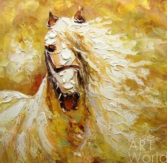 Картина маслом "Портрет лошади в оттенках беж и охры" Артворлд.ру