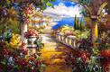 картина масло холст Средиземноморский пейзаж маслом "Цветущая арка", Влодарчик Анджей, LegacyArt