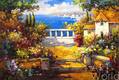 картина масло холст Пейзаж маслом "Цветущий сад у моря N1", Влодарчик Анджей, LegacyArt