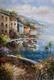 картина масло холст Средиземноморский пейзаж маслом "Лодки в бухте", Влодарчик Анджей, LegacyArt