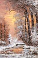 Зимний пейзаж. Вдоль незамерзающего ручья (N2) Артворлд.ру