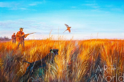 картина масло холст Картина маслом "Охота на фазана", Ромм Александр, LegacyArt Артворлд.ру