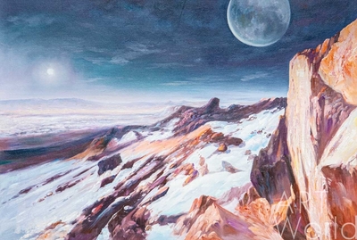 картина масло холст Картина маслом "Рассвет солнца на Плутоне", Ромм Александр, LegacyArt Артворлд.ру