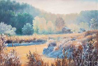 Картина в гостиную в классическом стиле - Пейзаж маслом "Уж тает снег, бегут ручьи…" Артворлд.ру
