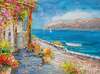 картина масло холст Средиземноморский пейзаж "Вид с балкона на море и горы", Влодарчик Анджей, LegacyArt