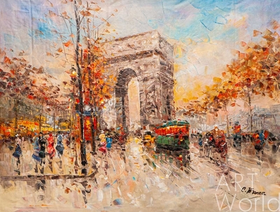 картина масло холст Пейзаж Парижа Антуана Бланшара "Arc de Triomphe", копия Кристины Виверс, Бланшар Антуан Артворлд.ру