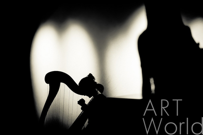 картина масло холст Фотография "Девушка, играющая на арфе", Глориан Давид, фотограф Артворлд.ру