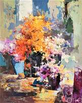 Картина маслом "Композиция с цветами в стиле импрессионизм" Артворлд.ру