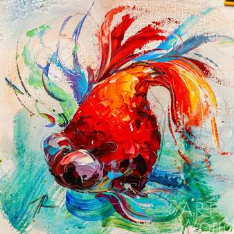 Картина маслом "Золотая рыбка для исполнения желаний. N1" Артворлд.ру