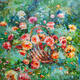 картина масло холст Картина маслом "Корзина с розами в саду", Родригес Хосе, LegacyArt