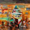 картина масло холст Морской пейзаж маслом "Лодка на воде N5", Родригес Хосе, LegacyArt