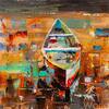 картина масло холст Морской пейзаж маслом "Лодка на воде N5", Камский Савелий, LegacyArt Артворлд.ру