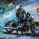 картина масло холст Картина маслом "Мотоциклист и чоппер", Родригес Хосе, LegacyArt