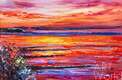 картина масло холст Картина маслом "Пламенный закат на побережье", Родригес Хосе, LegacyArt