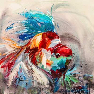 картина масло холст Картина маслом "Золотая рыбка для исполнения желаний. N11", Родригес Хосе, LegacyArt Артворлд.ру