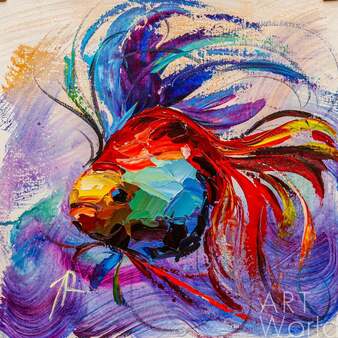 Картина маслом "Золотая рыбка для исполнения желаний N27"  Артворлд.ру