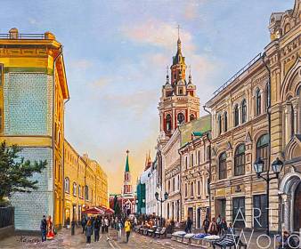 Пейзаж города картины - Картина маслом «А Никольская опять шумит, играет…» Артворлд.ру