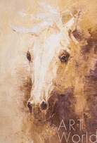 Картина маслом "Портрет белой лошади. Дымка" Артворлд.ру