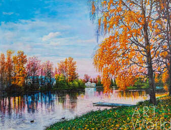 Пейзаж маслом "Осенняя ностальгия в парке" Артворлд.ру