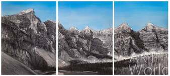 Картина маслом "Озеро у Скалистых гор. Триптих", художник Джоуи Лорти (Joey Lortie) Артворлд.ру