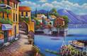 картина масло холст Картина маслом "Средиземноморский дворик на фоне гор", Студия Vevers & Kamsky