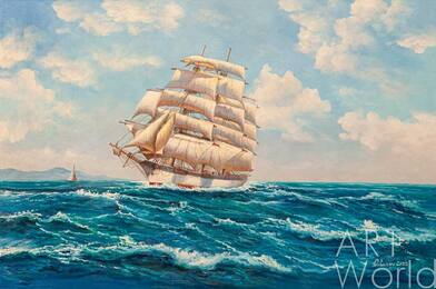 Копия картины Доусона Монтегю (Montague Dawson) «American Windjammer Under Full Sail» Артворлд.ру