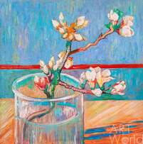 Копия картины Ван Гога "Ветка цветущего миндаля в стакане", художник Анджей Влодарчик Артворлд.ру