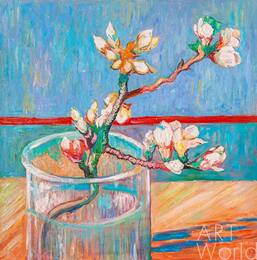 Копия картины Ван Гога "Ветка цветущего миндаля в стакане", художник Анджей Влодарчик Артворлд.ру
