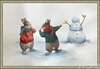 картина масло холст Иллюстрация "Зайцы и снеговик", Матвеева Анна, LegacyArt