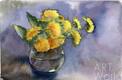 картина масло холст Иллюстрация "Одуванчики в стеклянной вазе", Полунина Елена
