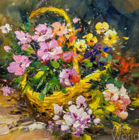 Картина маслом "Цветы в корзине" Артворлд.ру