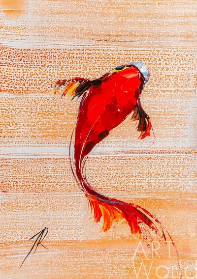картина масло холст Картина маслом "Карп Кои. Японская золотая рыбка на удачу" , Родригес Хосе, LegacyArt Артворлд.ру