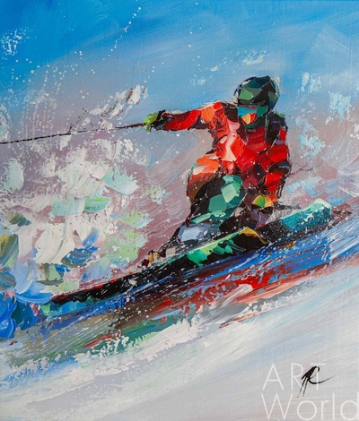 картина масло холст Картина маслом "Лыжник. Спускаясь с горы", Родригес Хосе, LegacyArt Артворлд.ру