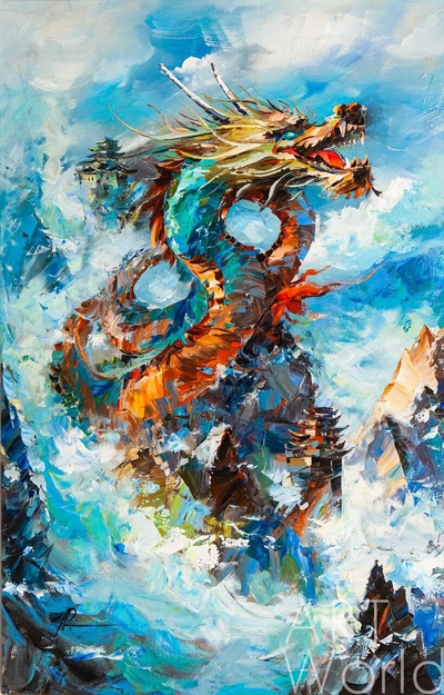 картина масло холст Картина маслом "Полёт дракона", Родригес Хосе, LegacyArt Артворлд.ру