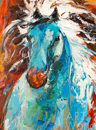 картина масло холст Картина маслом "Портрет коня. Испанский горячий", Родригес Хосе, LegacyArt Артворлд.ру