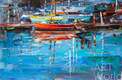 картина масло холст Картина маслом "Разноцветные рыбацкие лодочки", Родригес Хосе, LegacyArt