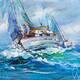 картина масло холст Картина маслом "Регата. В синем море, в белой пене", Родригес Хосе, LegacyArt