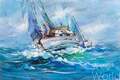 картина масло холст Картина маслом "Регата. В синем море, в белой пене", Родригес Хосе, LegacyArt
