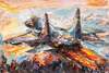 картина масло холст Картина маслом "Самолет МиГ-29. Улетая в закат", Родригес Хосе, LegacyArt